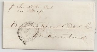 1853 South Africa Natal To Mauritius Cover,  Rare Packet Letter Cancel
