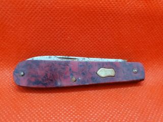 Rare Vintage Single Blade Armax Made In Usa Pocket Knife Red Bakelite Scales