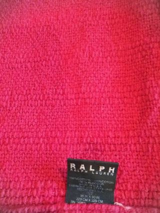 Ralph Lauren Woven Red Queen Blanket 90 " X90 " Black Label Rare Made In Usa