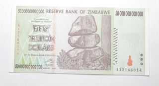 Rare 2008 50 Trillion Dollar - Zimbabwe - Uncirculated Note - 100 Series 259