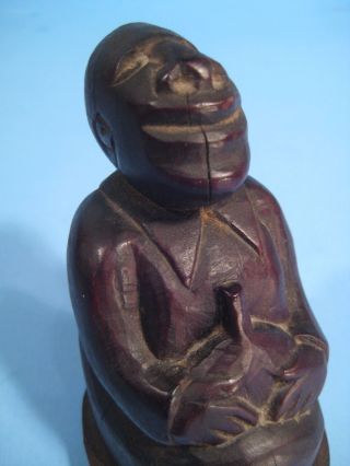 David Ds Miller Rare Jamaican Folk Art Signed Fat Man With Wine Flask Carving