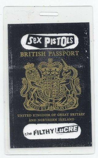 Sex Pistols Filthy Lucre Tour 1996 Backstage Pass Rare