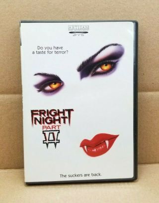 Fright Night,  Part Ii (dvd,  2003) 2 Artisan 1988 Movie Roddy Mcdowall Rare & Oop