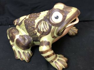 Rare Extra Large Vintage Brush McCoy Art Pottery Frog Figure 11 Inches Antique 7