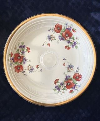 Rare Vintage Fiestaware Old Ivory Gold Encrusted Flowers 14” Chop Plate