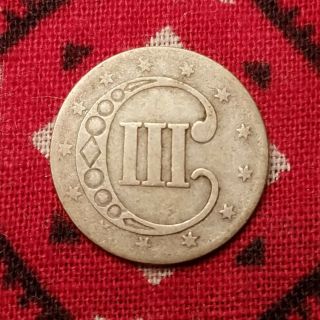 1852 3 Cent Silver Trime Piece Rare Detail 09