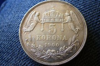 Hungary - 5 Korona 1900 Silver - 24 Gram 0.  900 Ag - Rare Coin (198