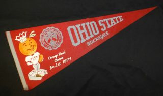 Rare 1977 Osu Ohio State Buckeyes Orange Bowl Football Pennant Woody Hayes