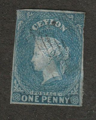 Ceylon (sri Lanka) 1 Old Rare 1857,  4 Margins,  Seldom Available,  $250