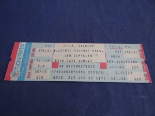 Rare Vintage Led Zeppelin August 13,  1977 (philadelphia) Full Ticket