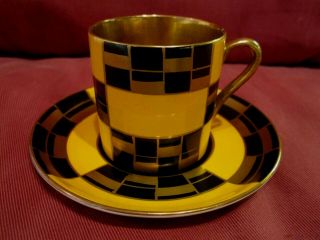Rare Crown Devon Fieldings Cabinet Cup & Saucer Art Deco Design
