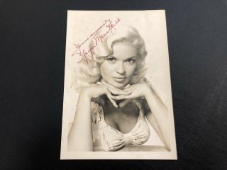 Jayne Mansfield Signed Autographed 5x7 Photo W/ 2x3 B&w Photograph Rare