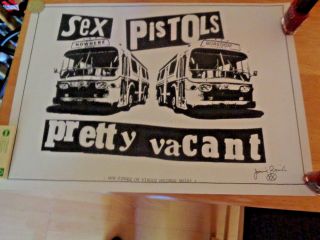 Sex Pistols Pretty Vacant Poster Rare Look Pre Print Signed Jamie Reid