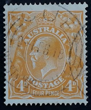 Rare 1918 Australia 4d Orange Kgv Stamp Lovely Cue Postmark