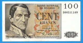 Belgium 100 Francs 1953 Series 066529169 Rare