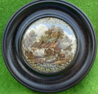 Pot Lid,  " Shottery,  The Residence Of Anne Hathaway " V Rare Leaf & Scroll Border