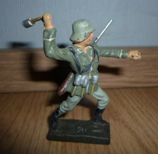 Rare Prewar Lineol German Wehrmacht Soldier Throwing Hand Grenade - Wwii