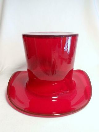 Extremely Rare Vintage Cambridge Carmen Ruby Red Glass Large Top Hat