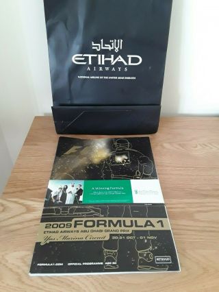 F1 Programme Abu Dhabi 1st Grand Prix 2009 Authentic & Rare With Bag