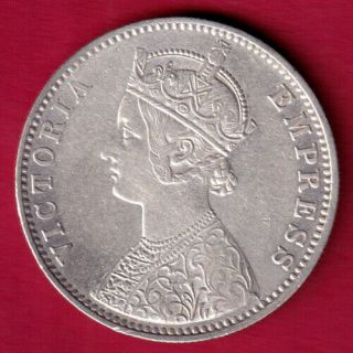 British India - 1900 - Victoria Empress - One Rupee - Rare Silver Coin L1
