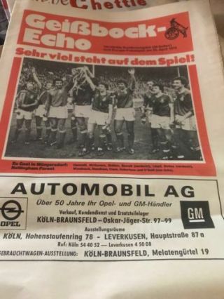 Rare German Newspaper Special Nottingham Forest & Cologne Koln 1979 European Cup