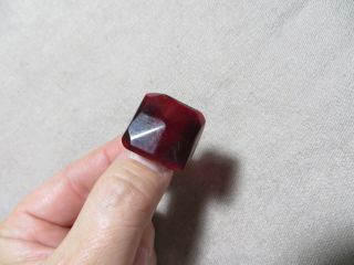 Vintage Retro 50 ' s Faceted Dark Cherry Amber Bakelite ring size 6 Rare 3