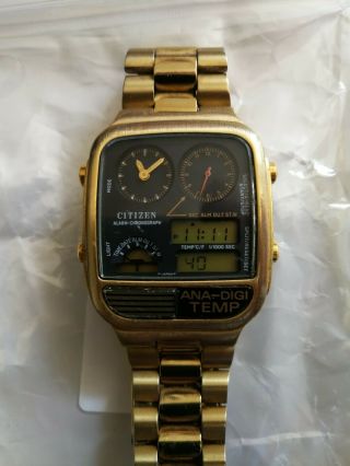Rare And Very Cool Citizen Ana - Digi Temp Gold Coloured Watch