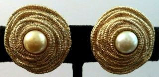 Rare Vintage Estate Signed Christian Dior Germany 1 " Clip Earrings G760c