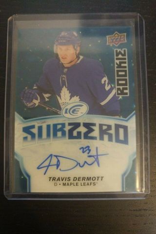 2018 - 19 Ud Ice Subzero Rookie Blue Autograph Travis Dermott Sz - 44 Rare
