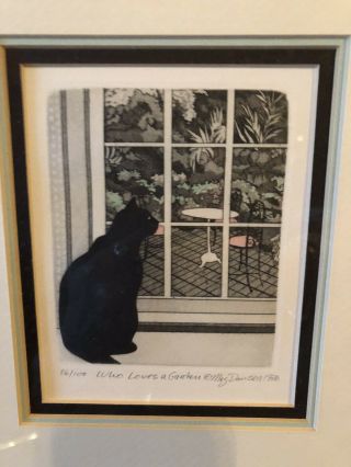 Cat Looking Out Window Rare Meg Dawson Signed Limited Edition 86/100 1986