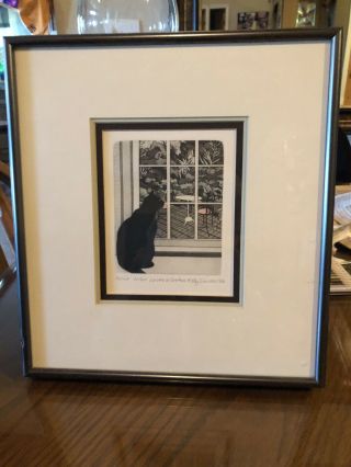 Cat Looking Out window Rare Meg Dawson Signed Limited Edition 86/100 1986 2