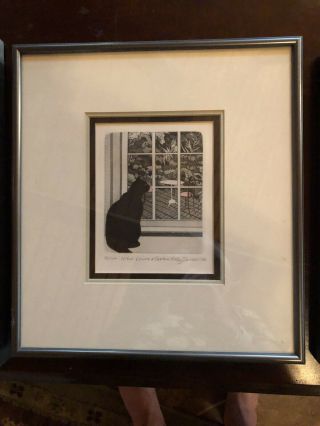 Cat Looking Out window Rare Meg Dawson Signed Limited Edition 86/100 1986 3