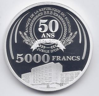 Burundi 5000 Francs 2014 50th Anniversary Of The Central Bank Rare Silver Proof