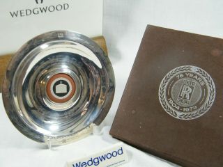 A Very Rare Rolls Royce Solid Silver Dish With Tri Colour Rr Grill By Wedgwood
