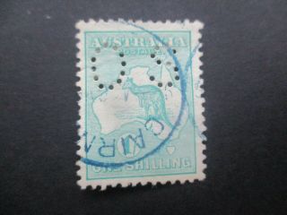 Kangaroo Stamps: 1/ - Green Small Perf Os 1st Watermark - Rare (d233)