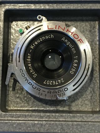 RARE LINHOF COMPUR RAPID Schneider Kreuznach ANGULON 1:6,  8 / 90 Lens 2476207 2