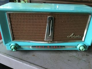 Vintage Radio Arvin Model 956t Turquoise Twin Speakers - Rare