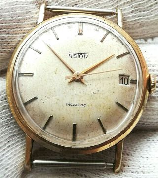 Astor Very Rare Gold Plated Old 1960 " S Mechanical Wrist Watch