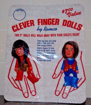 Remco Monkees Finger Ding Puppet Davey & Mike This Card Is Rare -
