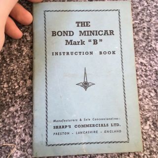 Bond Minicar Mark B Instruction Book Rare Memorabilia