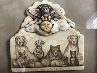 R.  H.  Badeau Scrimshaw Resin All Dogs Go To Heaven Rare Shadow Box 1998