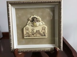 R.  H.  Badeau Scrimshaw Resin All Dogs go to Heaven RARE Shadow box 1998 2