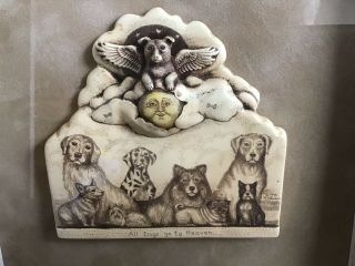 R.  H.  Badeau Scrimshaw Resin All Dogs go to Heaven RARE Shadow box 1998 3