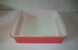 Rare Vintage Pyrex Red & White 8 x 8 Cake Dish Baking Square Pan 222 3