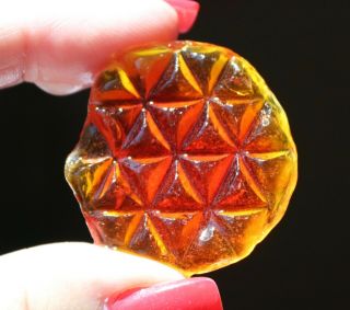 Stunning,  Rare Seaglass Lens Shard In Amberina From Sea Of Japan With U.  V Glow
