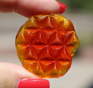 STUNNING,  RARE SEAGLASS LENS SHARD IN AMBERINA FROM SEA OF JAPAN WITH U.  V GLOW 2