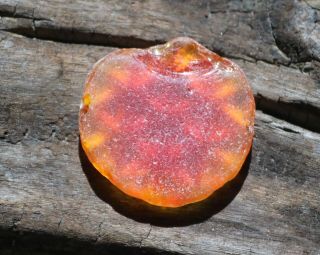 STUNNING,  RARE SEAGLASS LENS SHARD IN AMBERINA FROM SEA OF JAPAN WITH U.  V GLOW 4