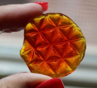 STUNNING,  RARE SEAGLASS LENS SHARD IN AMBERINA FROM SEA OF JAPAN WITH U.  V GLOW 7