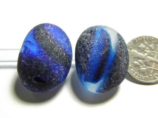 2 Multi Xl Domed Cobalt Blue Fold 0.  56ozjq Rare Seaham English Sea Glass