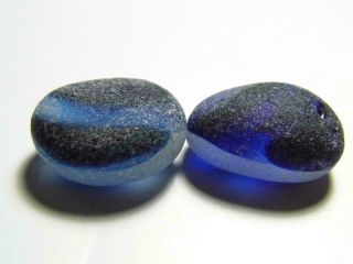 2 Multi XL Domed Cobalt Blue Fold 0.  56ozJQ RARE Seaham English Sea Glass 3